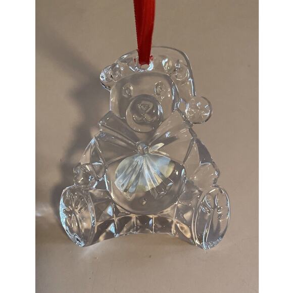 GORHAM Lead Crystal Teddy Bear Christmas Holiday Ornament Vintage Germany NOB - Picture 6 of 9
